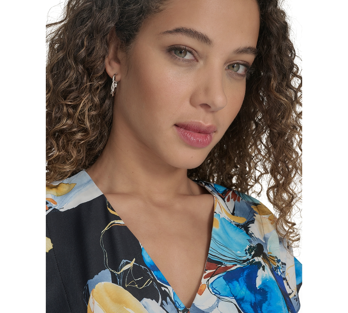 Calvin Klein Women's Floral Tie-waist High-low Midi Dress In Black Multi