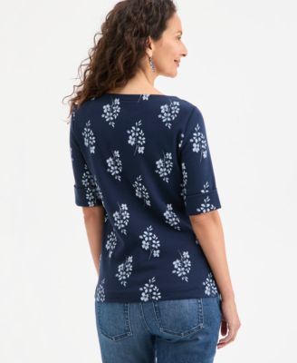 Petite Printed Elbow-Sleeve T-Shirt