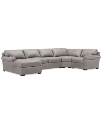 Radley Roll Arm 152" 4-Pc. Leather Wedge Corner Chaise Sectional