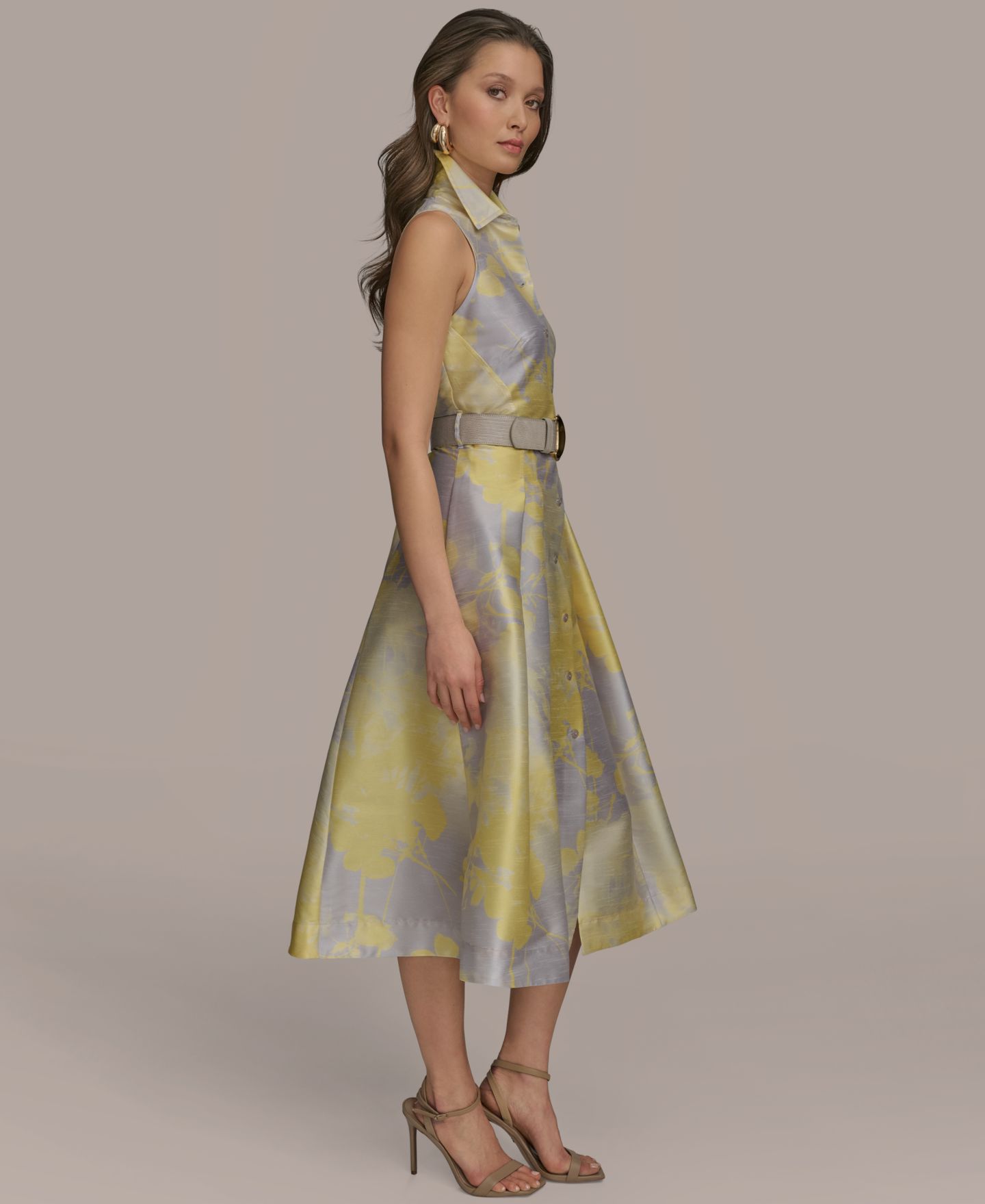 Женское платье Donna Karan New York Printed Fit & Flare Shirt Dress, цвет: Разноцветный — фото 3