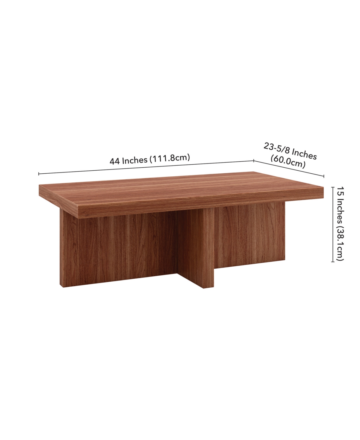 Hudson & Canal 44" Elna Wide Rectangular Coffee Table In Satin Walnut