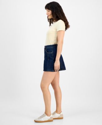 Women's Pleated Denim Mini Skirt