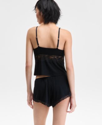Women's Knit Lace-Trim Short Pajama Set, Exclusively at Macy's