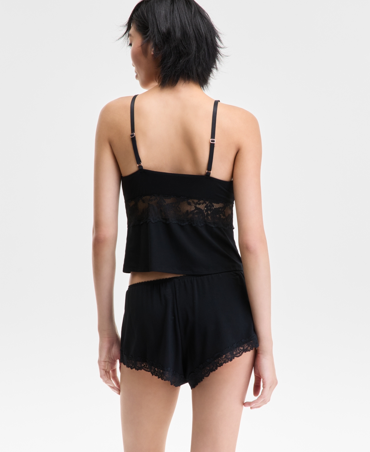 Inc International Concepts Women's Lace-trim Short Pajama Set, Exclusively At Macy's