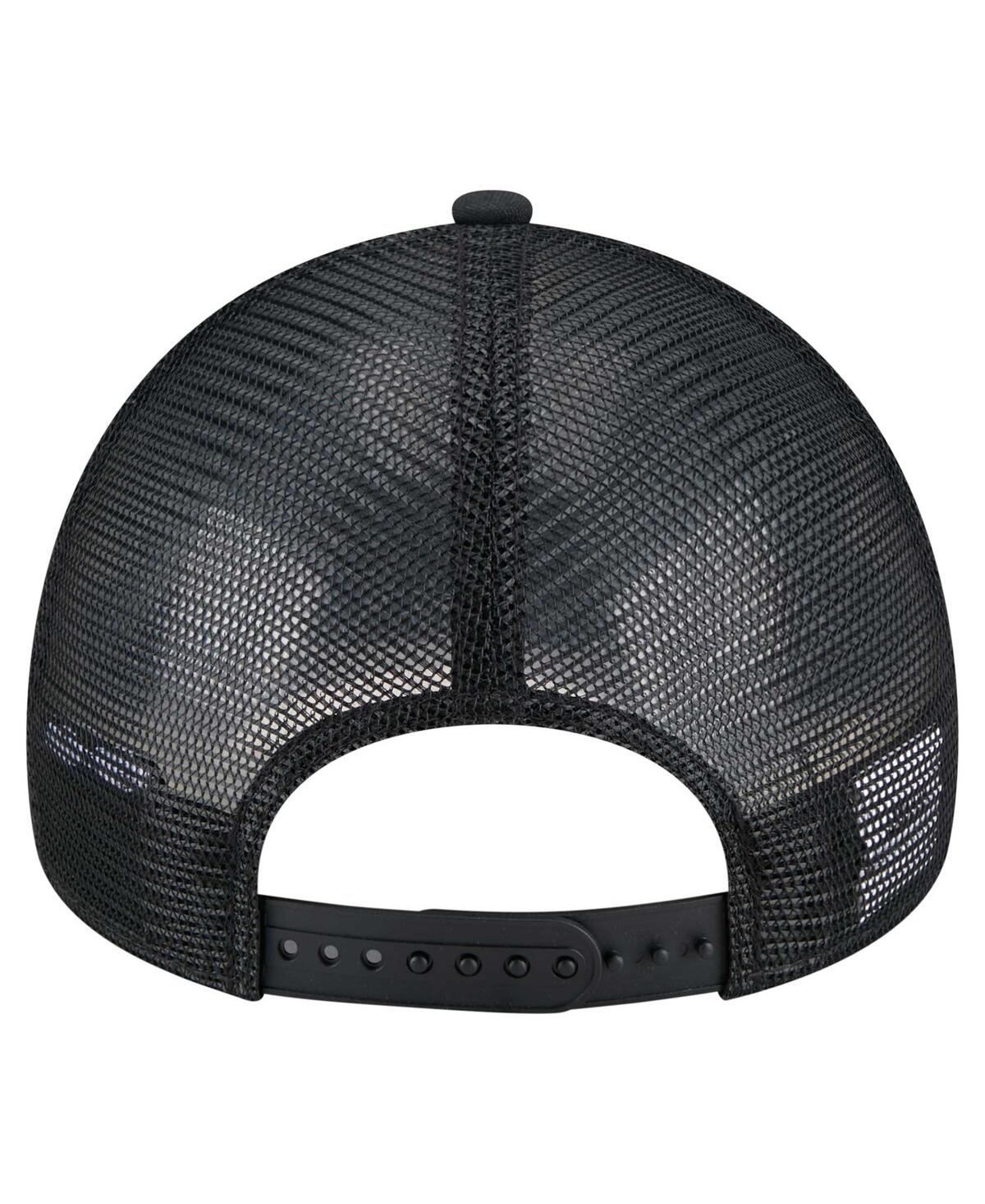 New Era Men's Black Atlanta Braves 9forty A-frame Trucker Adjustable Hat In Black