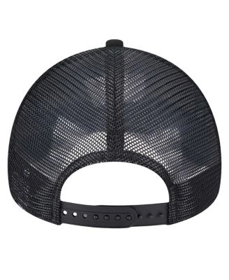 Men's Black/Charcoal Brooklyn Nets Tip Off A-Frame Trucker 9FORTY Adjustable Hat