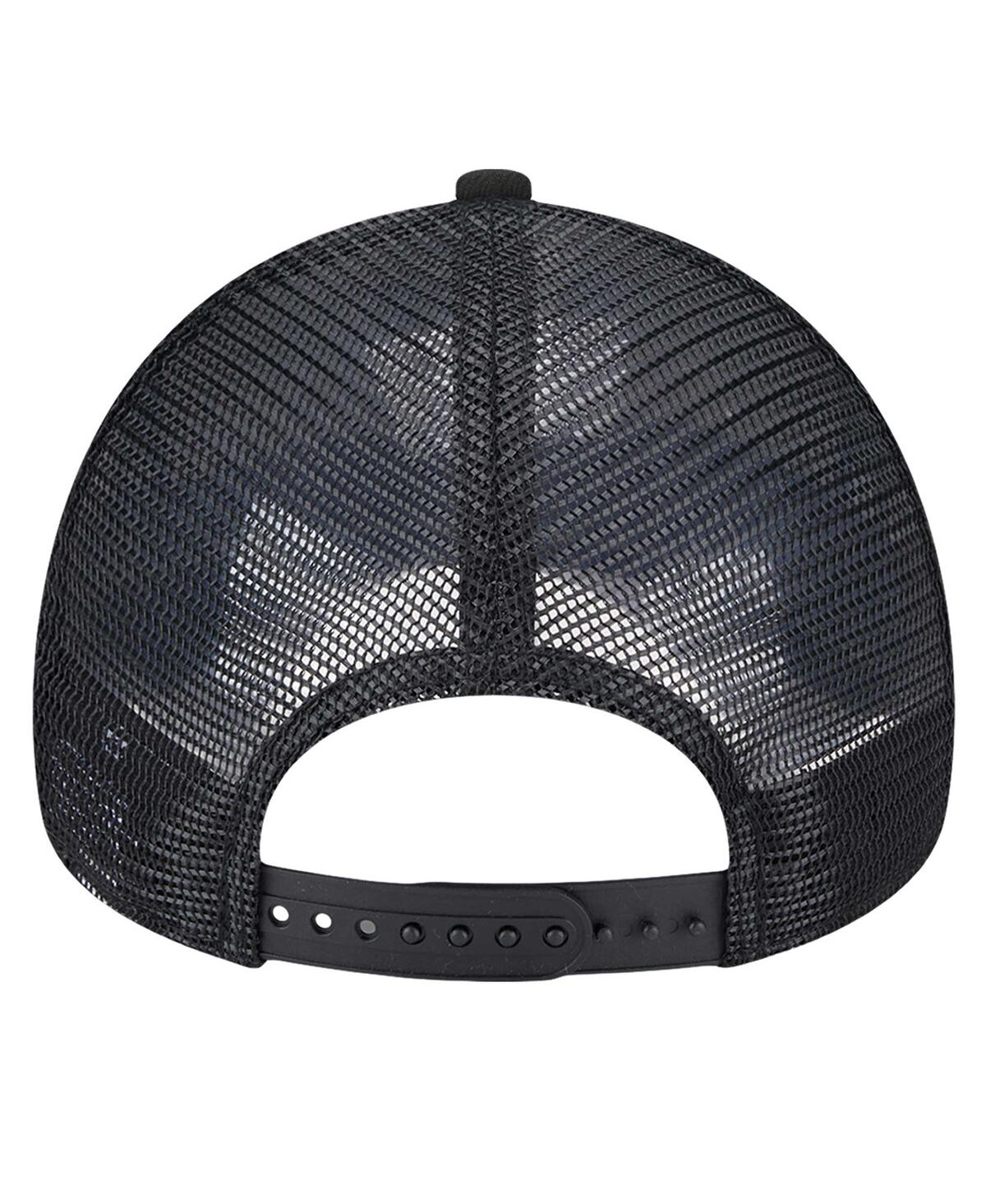 NEW ERA MEN'S BLACK/CHARCOAL BROOKLYN NETS TIP OFF A-FRAME TRUCKER 9FORTY ADJUSTABLE HAT 