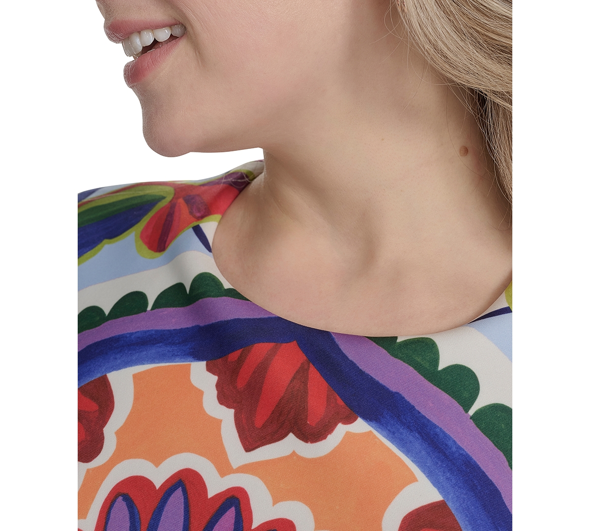 VINCE CAMUTO PLUS SIZE PLACEMENT-PRINT CAP-SLEEVE MIDI DRESS 