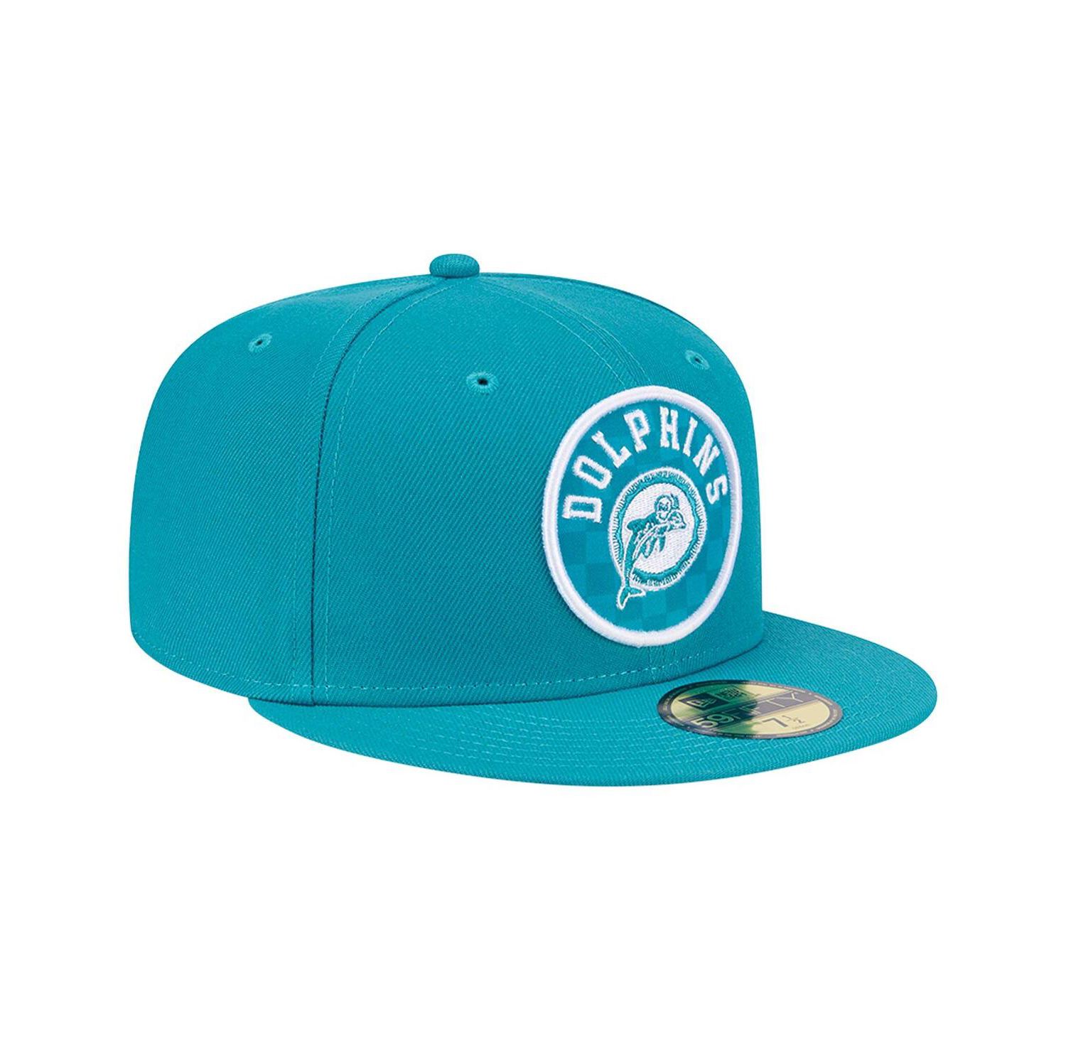 Men's Aqua Miami Dolphins Checkered 59FIFTY Fitted Hat