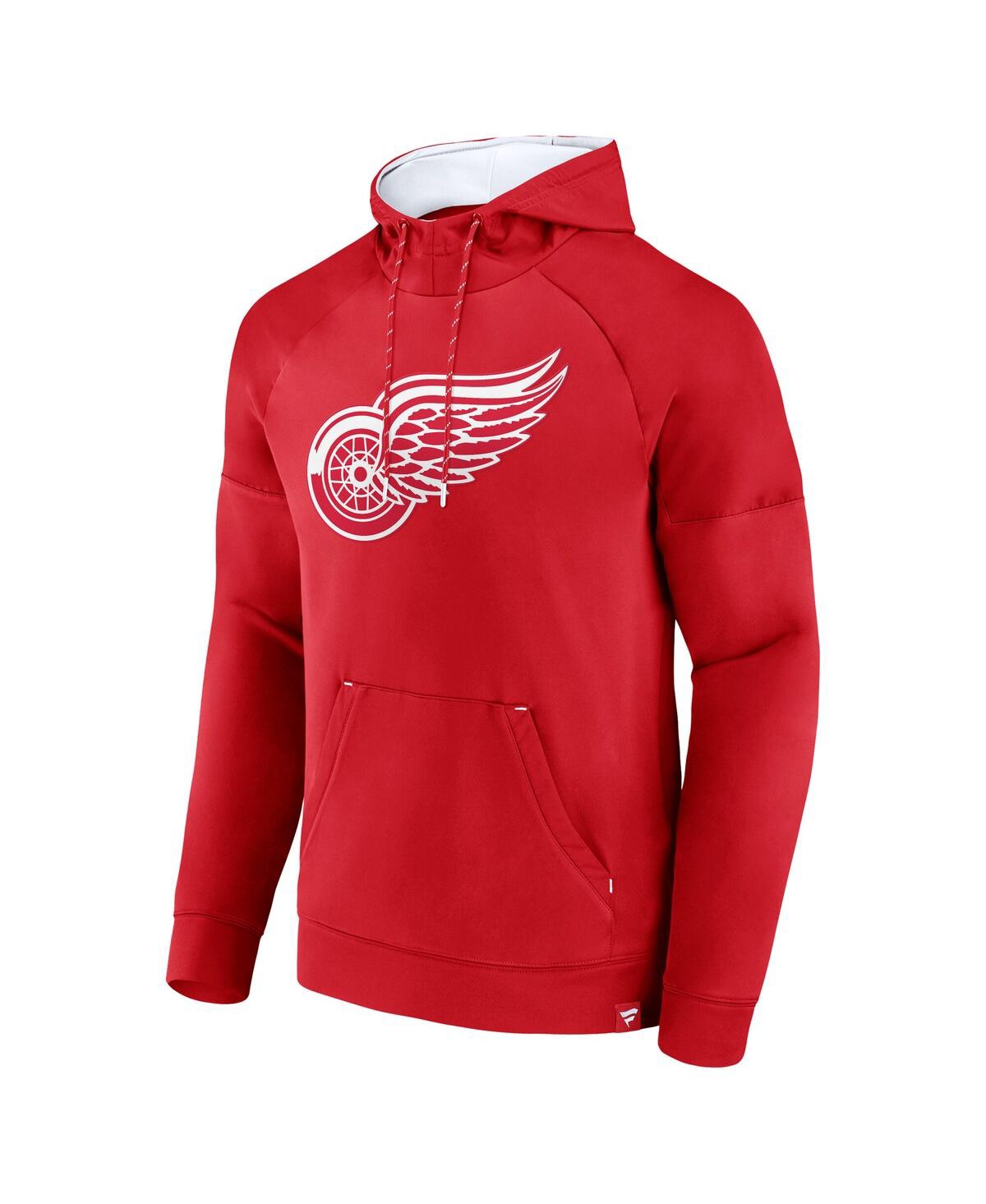 Fanatics Men's Red Detroit Red Wings Iconic Defender Raglan Pullover Hoodie In Red
