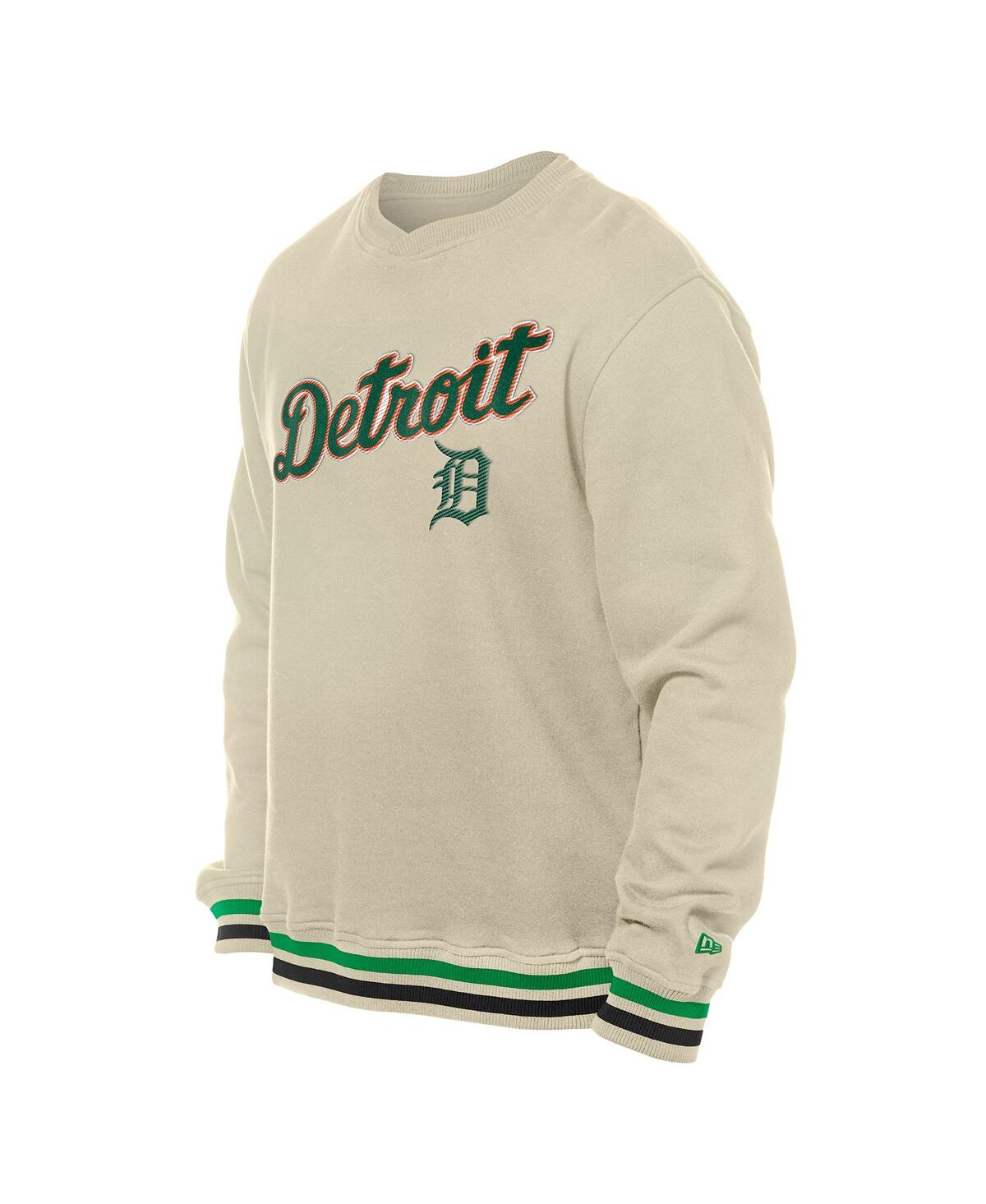NEW ERA MEN'S CREAM DETROIT TIGERS ST. PATRICK'S DAY TWILL PULLOVER SWEATSHIRT 