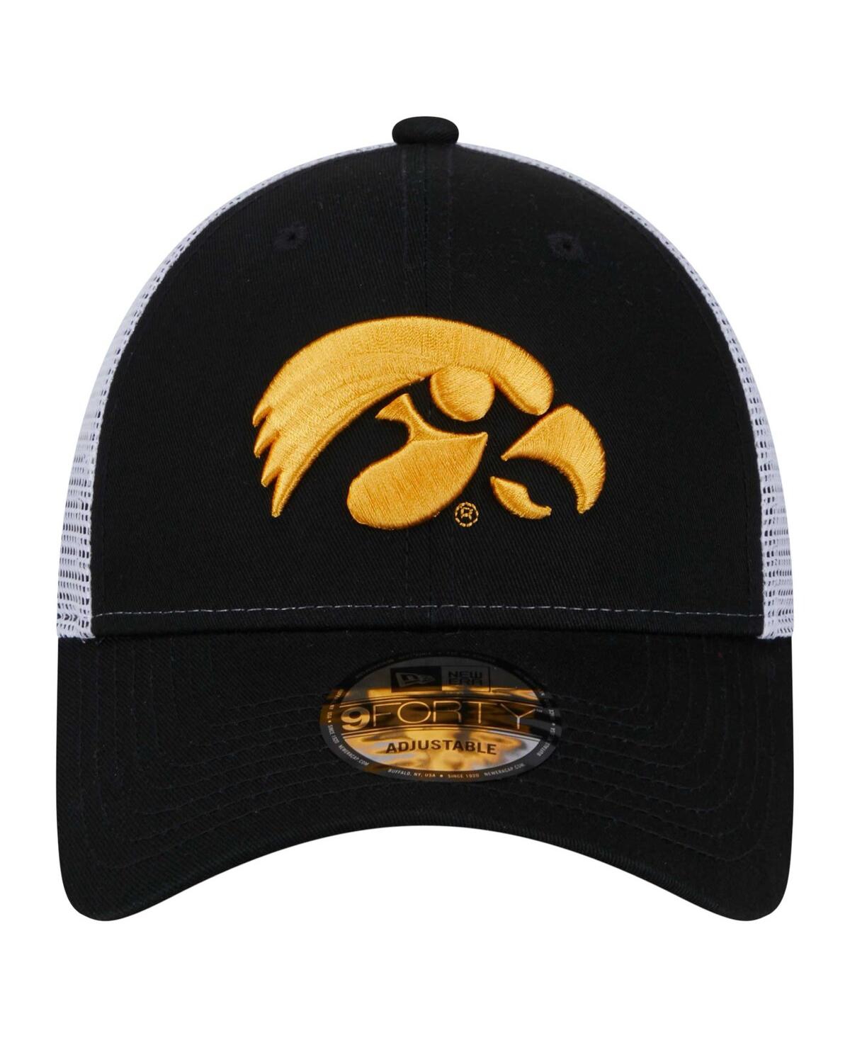 NEW ERA MEN'S BLACK IOWA HAWKEYES TRUCKER 9FORTY ADJUSTABLE HAT 