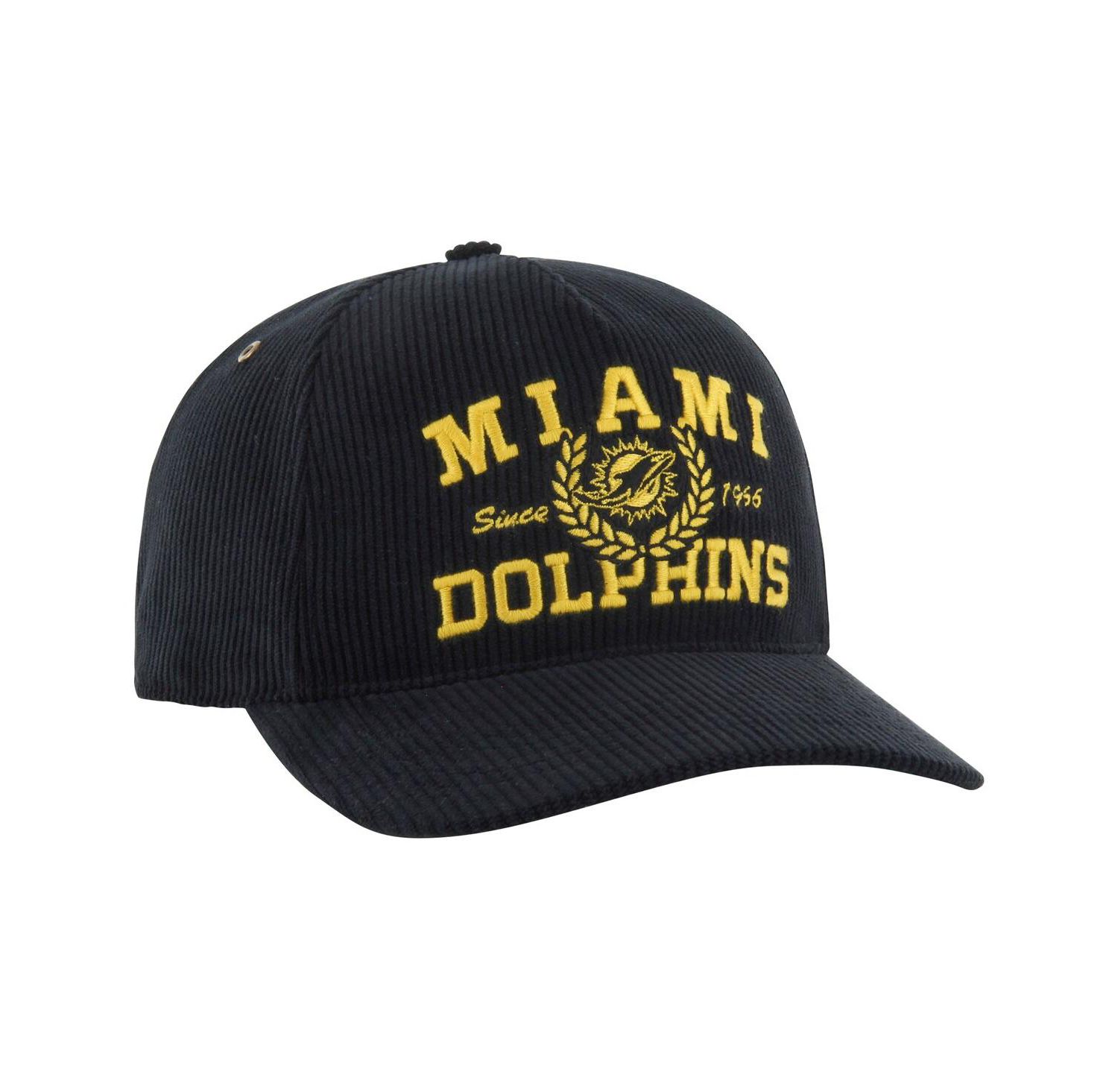 Men's Black Miami Dolphins Letterman Hitch Adjustable Hat