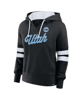 Women's Black Utah Hockey Club Oversized Seize V-Neck Pullover Hoodie