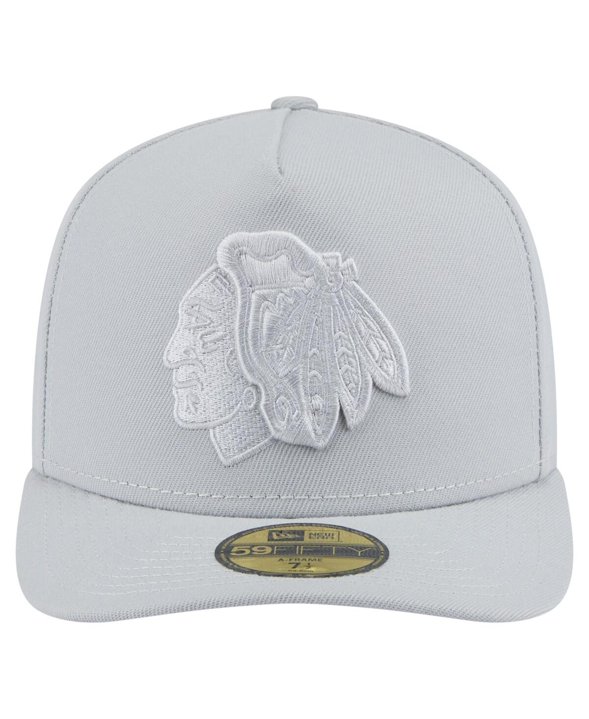 New Era Men's Gray Chicago Blackhawks Color Pack A-frame 59fifty Fitted Hat In Gray