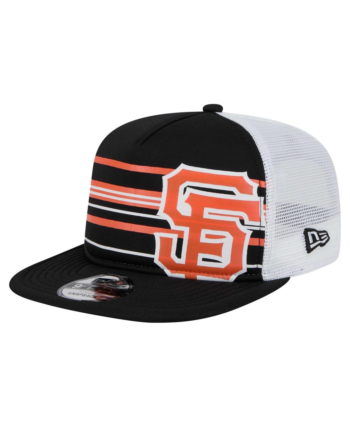 New Era Men's Black San Francisco Giants 9fifty A-frame Trucker Snapback Hat In Black