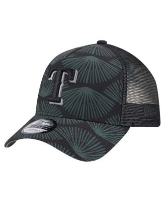 New Era - Men's Black Texas Rangers 9FORTY A-Frame Trucker Adjustable Hat