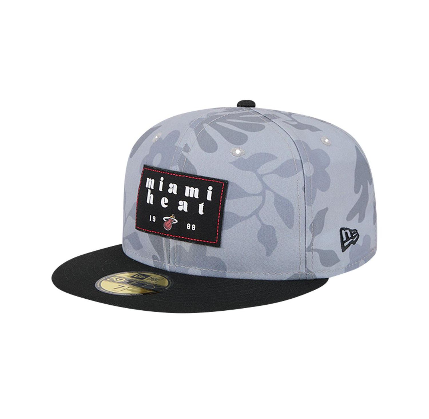 Men's Gray Miami Heat Palm Fronds 2-Tone 59FIFTY Fitted Hat