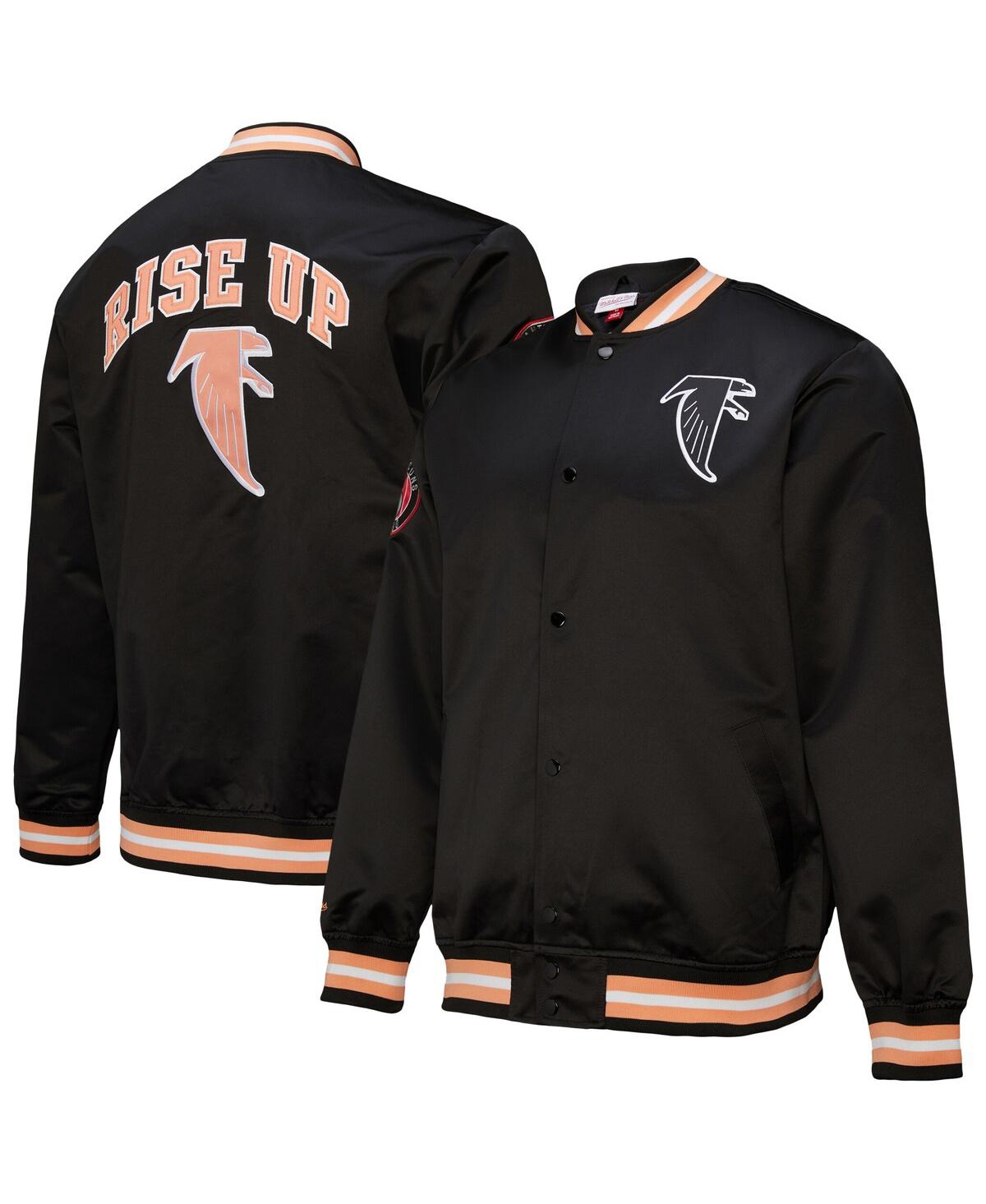 Men's Black Atlanta Falcons Double Down Satin Full-Snap Jacket - Black