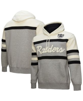 Mitchell & Ness - Men's Heather Gray Oakland Raiders Head Coach Vintage Logo Pullover Hoodie