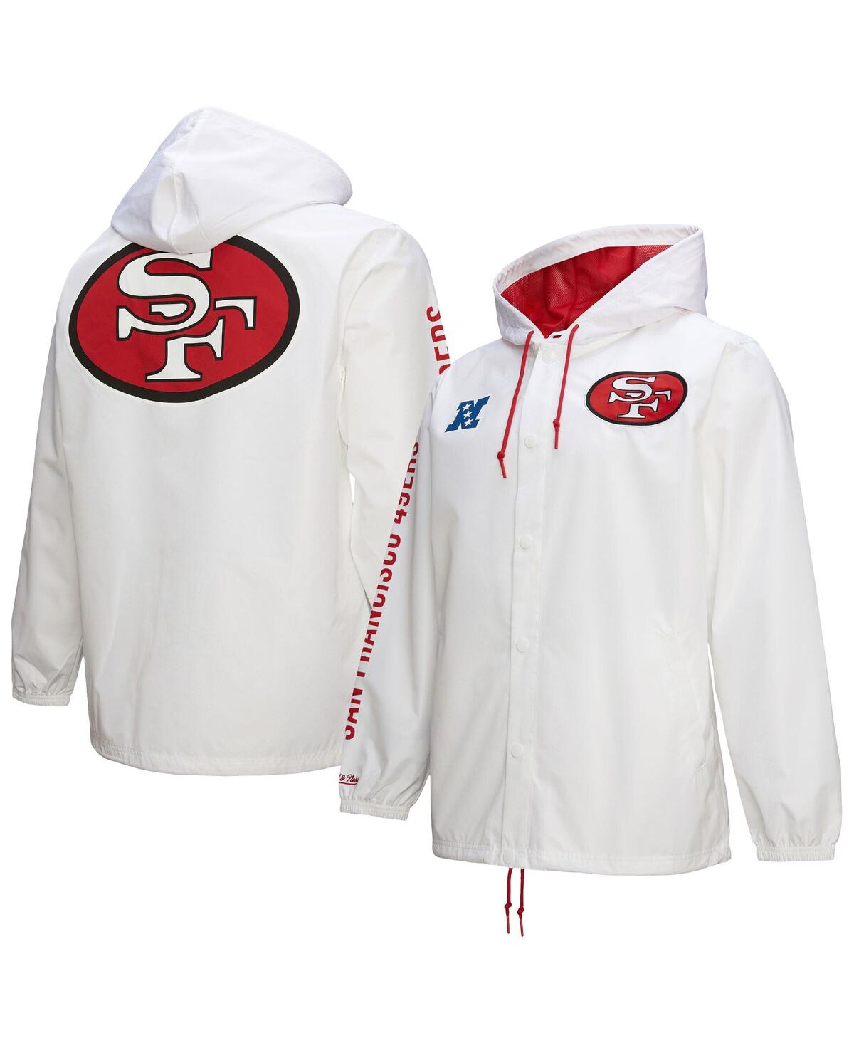 Mitchell & Ness Men's White San Francisco 49ers Vintage Logo Coaches Full-snap Hoodie Jacket In White