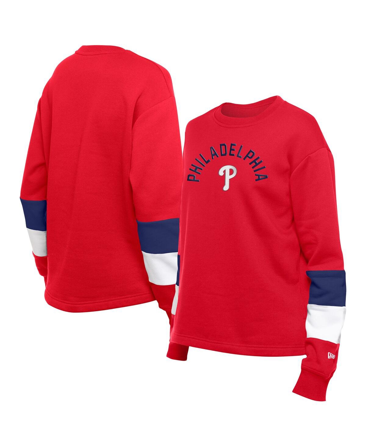 New Era Women's Red Philadelphia Phillies Gameday Crewneck Sweatshirt In Red