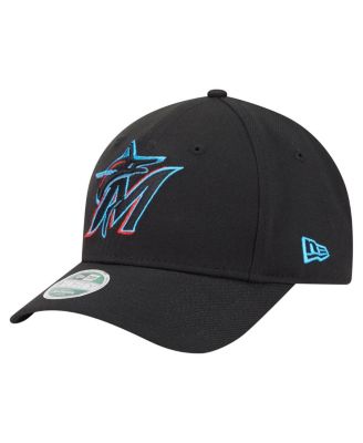 New Era - Big Boys and Girls Black Miami Marlins Player Replica 9FORTY Adjustable Hat