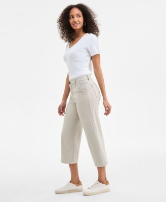 Women's High Stretch Mid-Rise Wide-Leg Crop Pants, 2P-24W, Exclusively at Macy's