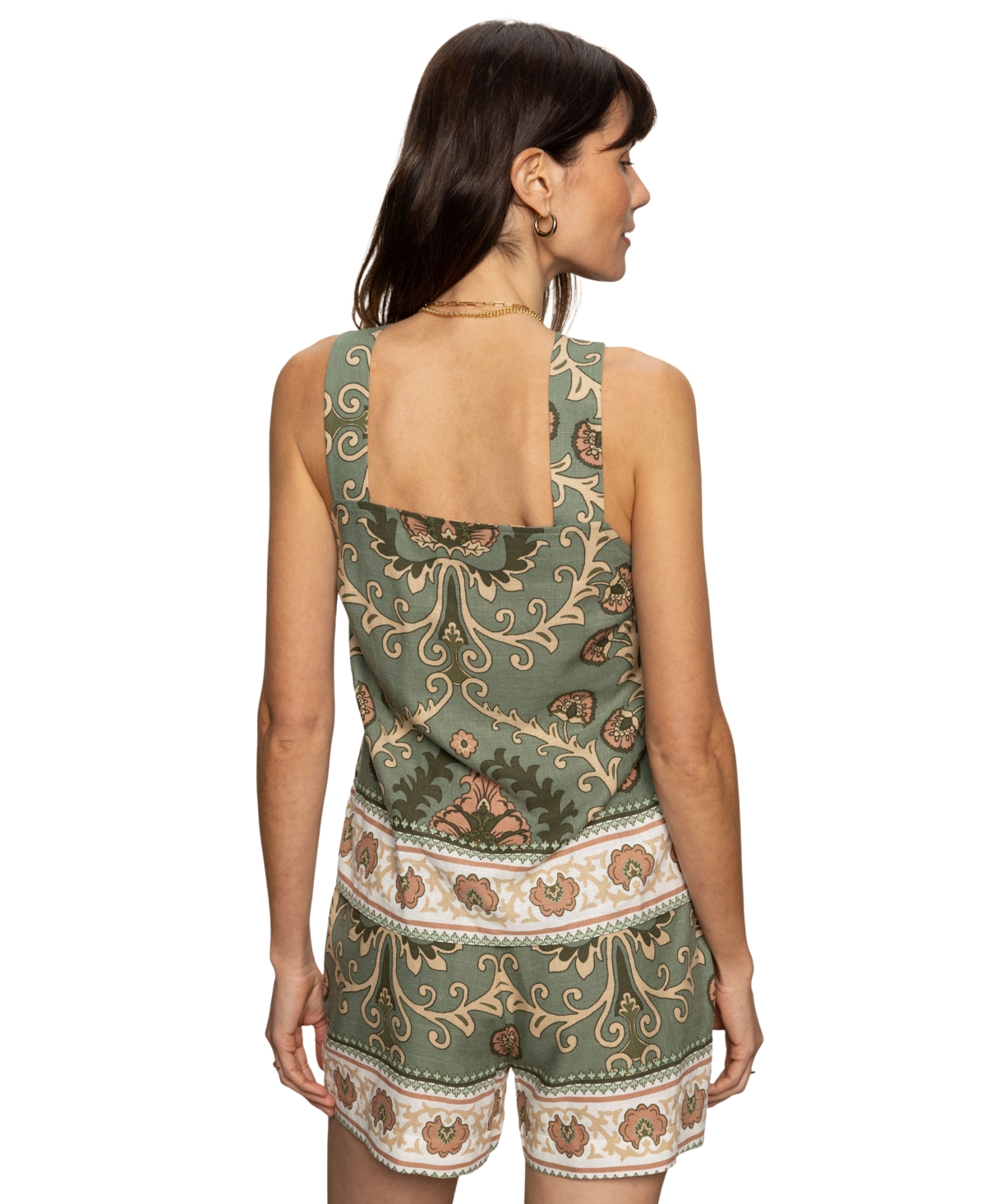 Sanctuary Button Back Sleeveless Top In Mezzo Sage