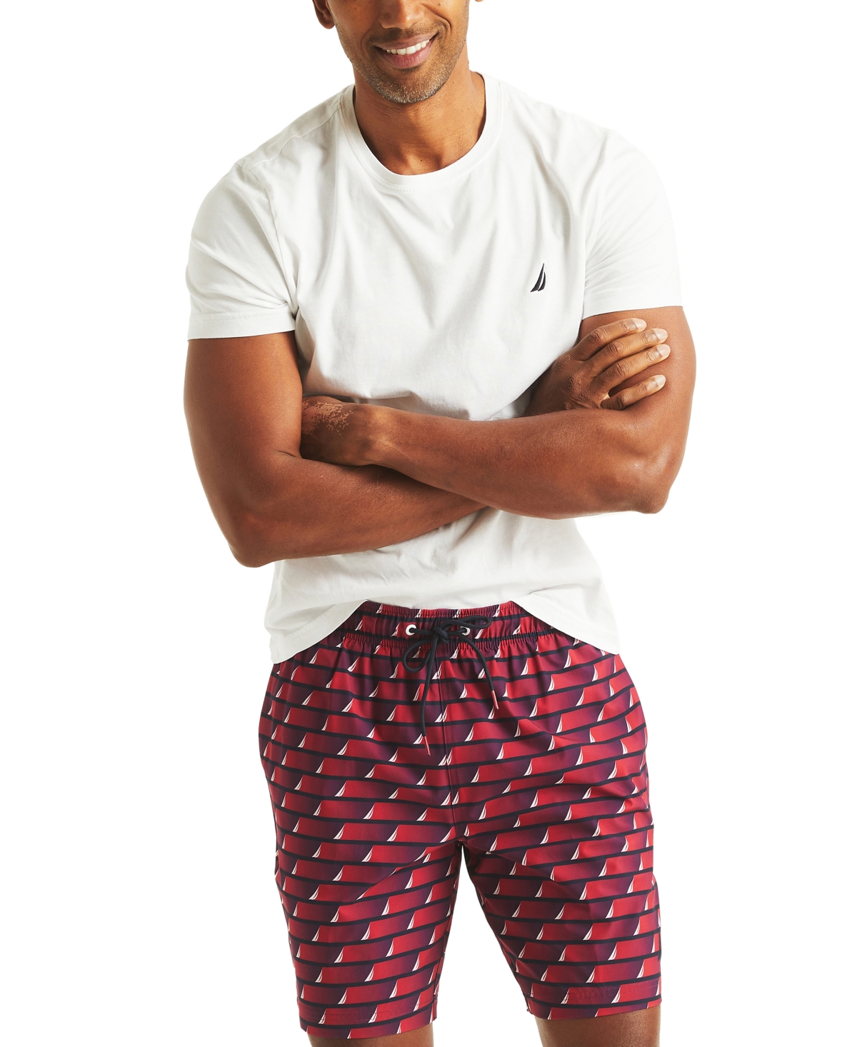 Nautica Men's Printed Drawstring Quick Dry 6" Swim Trunks