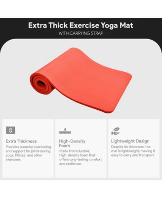 GoCloud 1" Extra Thick Exercise Mat w/Carrying Strap, Red