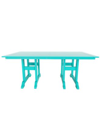 7-Piece HDPE Rectangular Patio Dining Table Set with Foldable Chairs