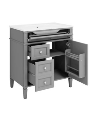 30" Modern Bathroom Vanity Single Sink, 2 Drawers, Tip-out