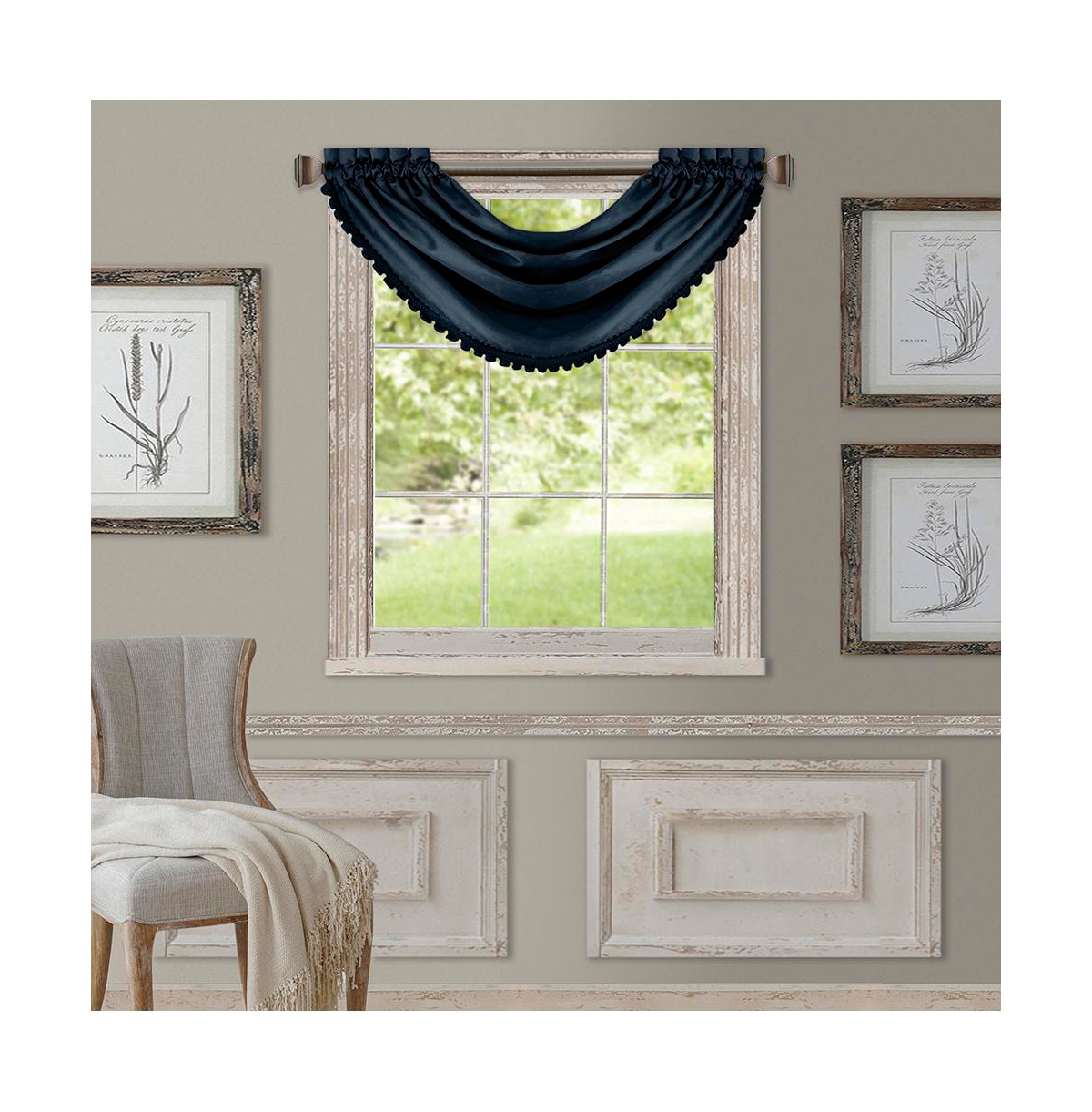 All Seasons Waterfall Window Valance - Navy