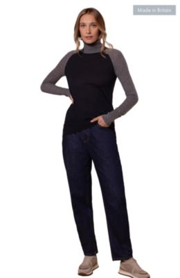 Women's Merino Colour Block Roll Neck Sweater