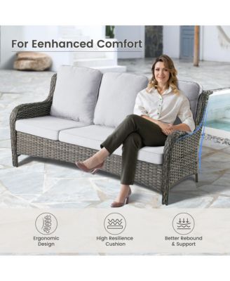 6 Pcs Outdoor Patio Furniture Set,High Back Sofa and Swivel Chairs Set