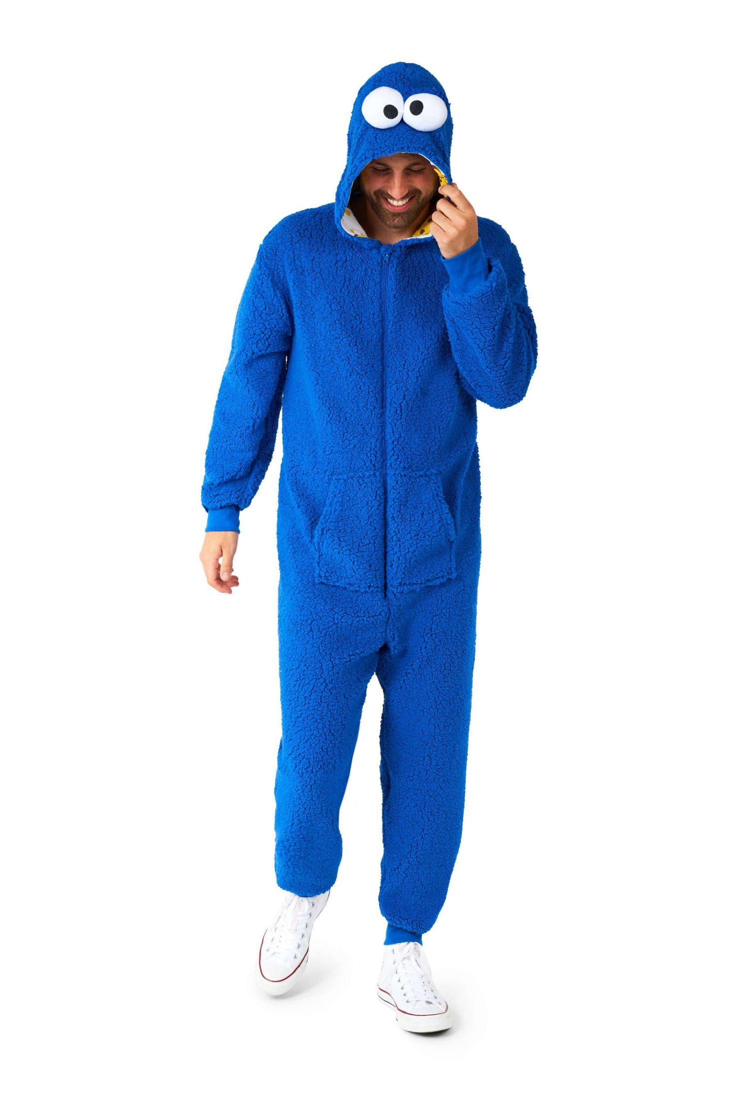 Men's Official Elmo Union Suit - Sesame Street Body Suit for Adults - Red
