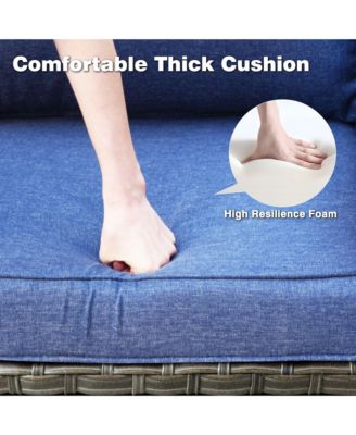 Patio Furniture Sets Outdoor Swivel Rocking Chairs with 50,000 BTU Propane Fire Pit Table 7 Pieces All Weather PE Wicker Conversation Sofa and Matching Side Table