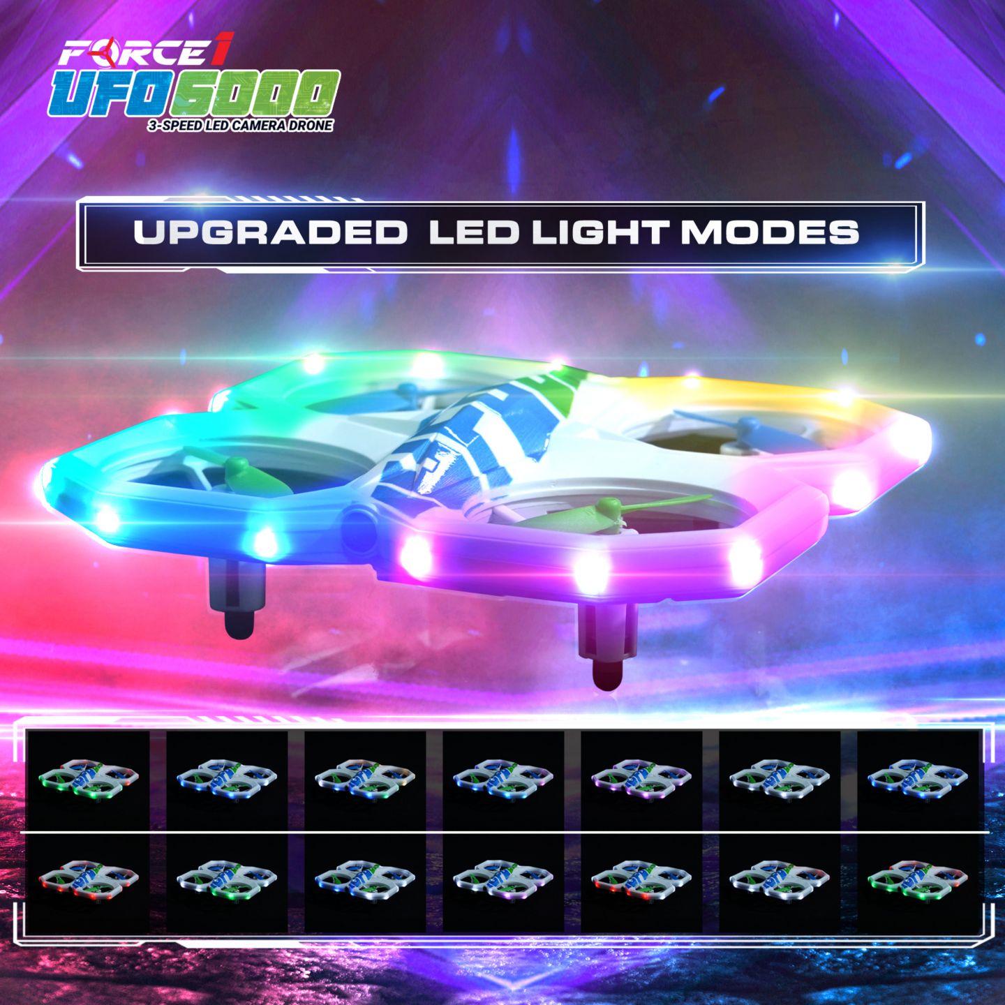 Детская игрушка Force1 UFO 6000 Multi-Color LED Stunt RC Drone with Camera — фото 6