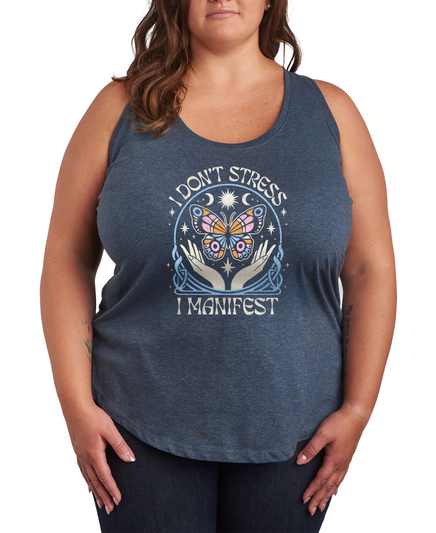 Plus Size Don't Stress Manifest Graphic Tank Top
