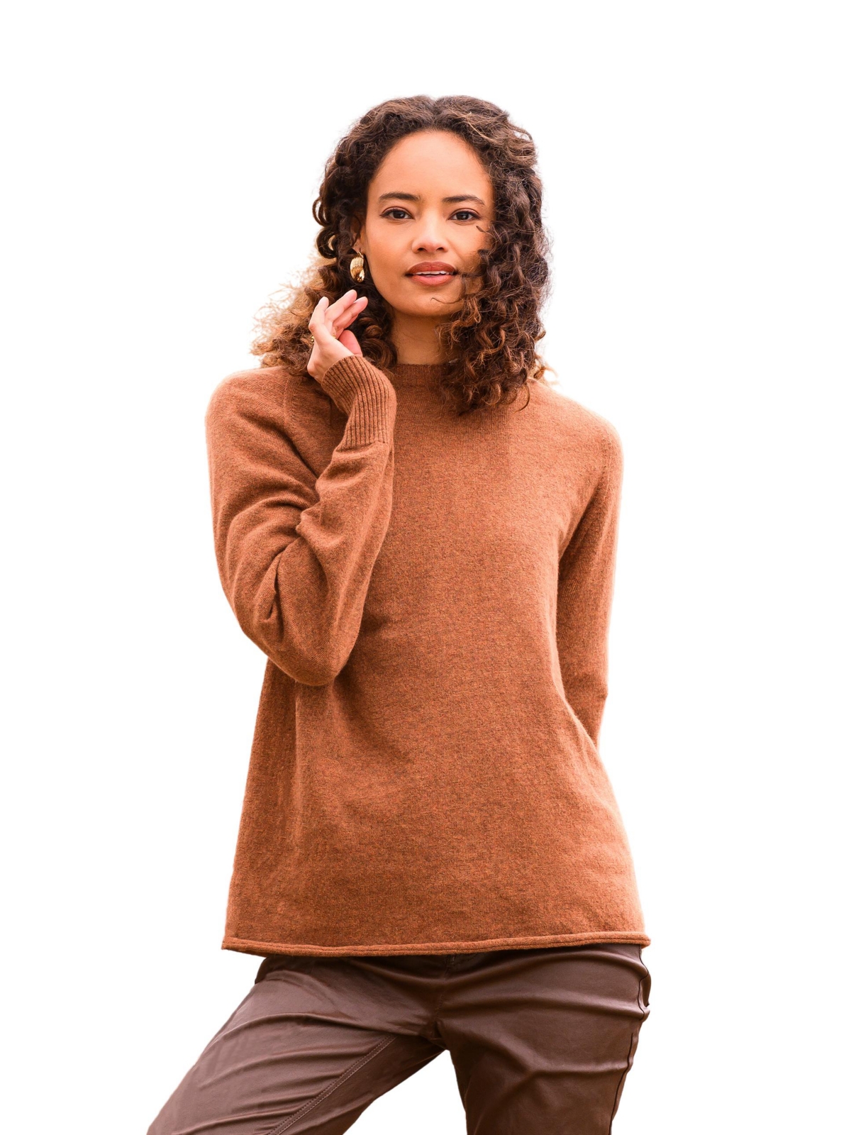 Women's Geelong Wool Slouch Crew Neck Sweater - Rust