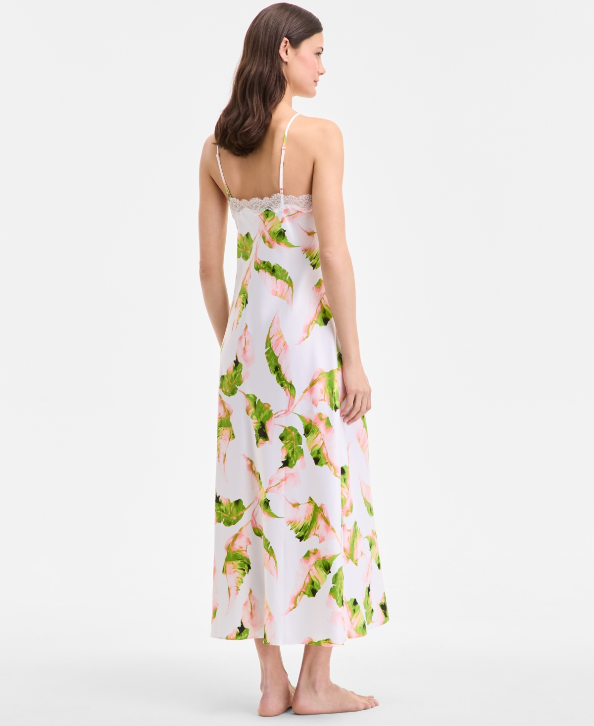 Inc International Concepts Women's Lace-trim Satin Nightgown, Exclusively At Macy's In White