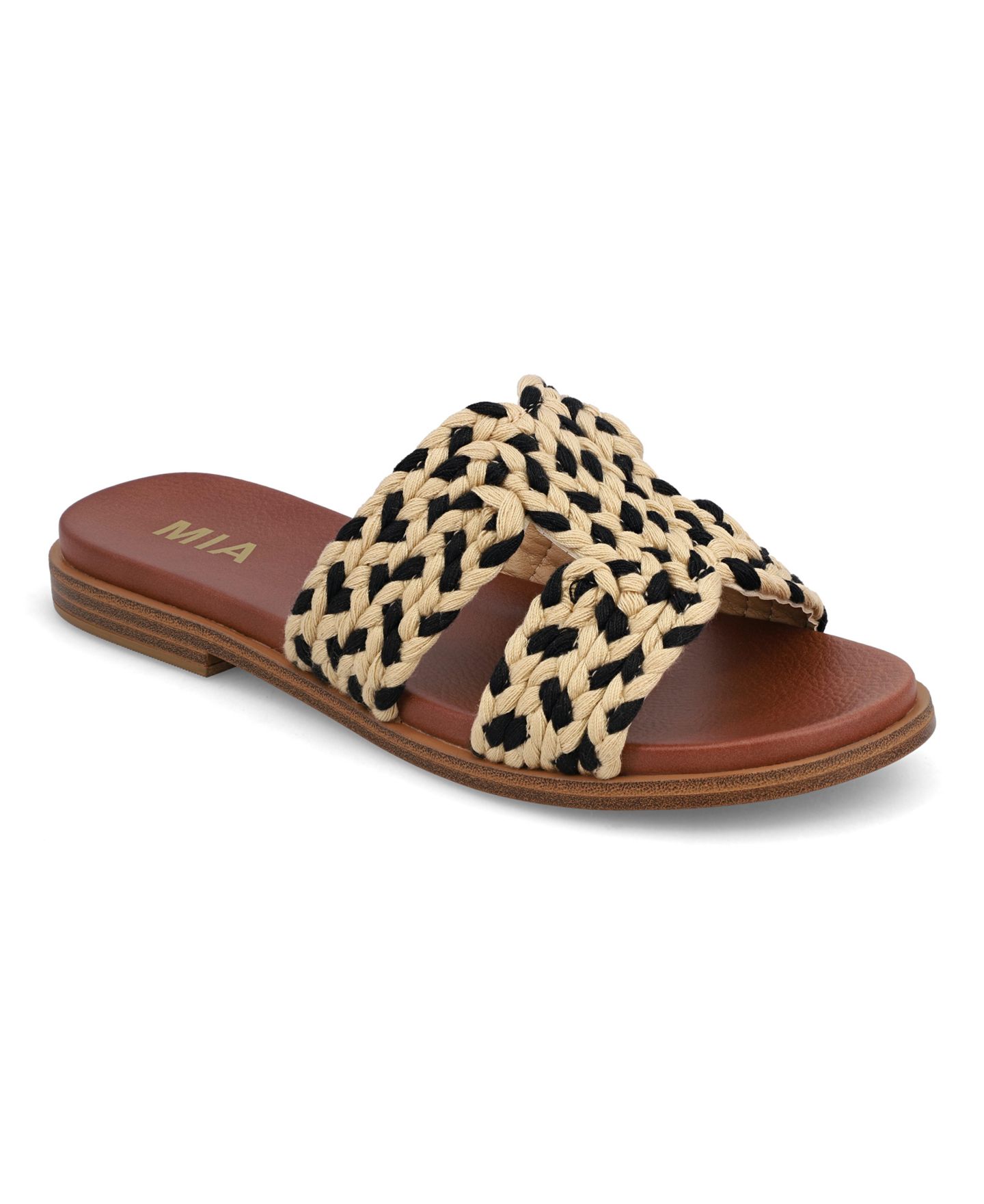 Женские сандалии MIA Poet Round Toe Flat, цвет: Натуральный / Чёрный — фото 1