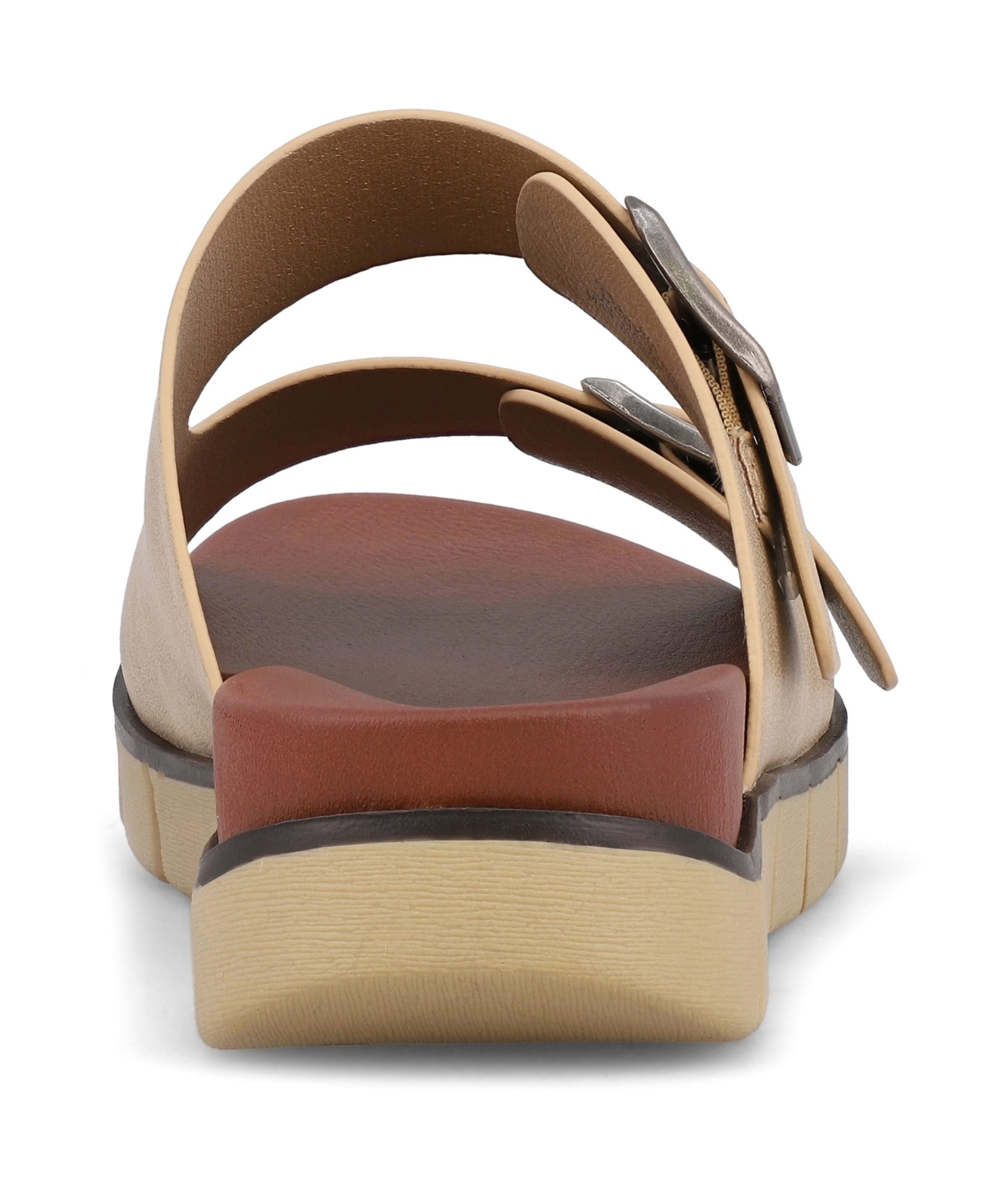 Shop Mia Women's Esei Double Buckle Slip-on Slide Sandals In Dusty Soft Gold