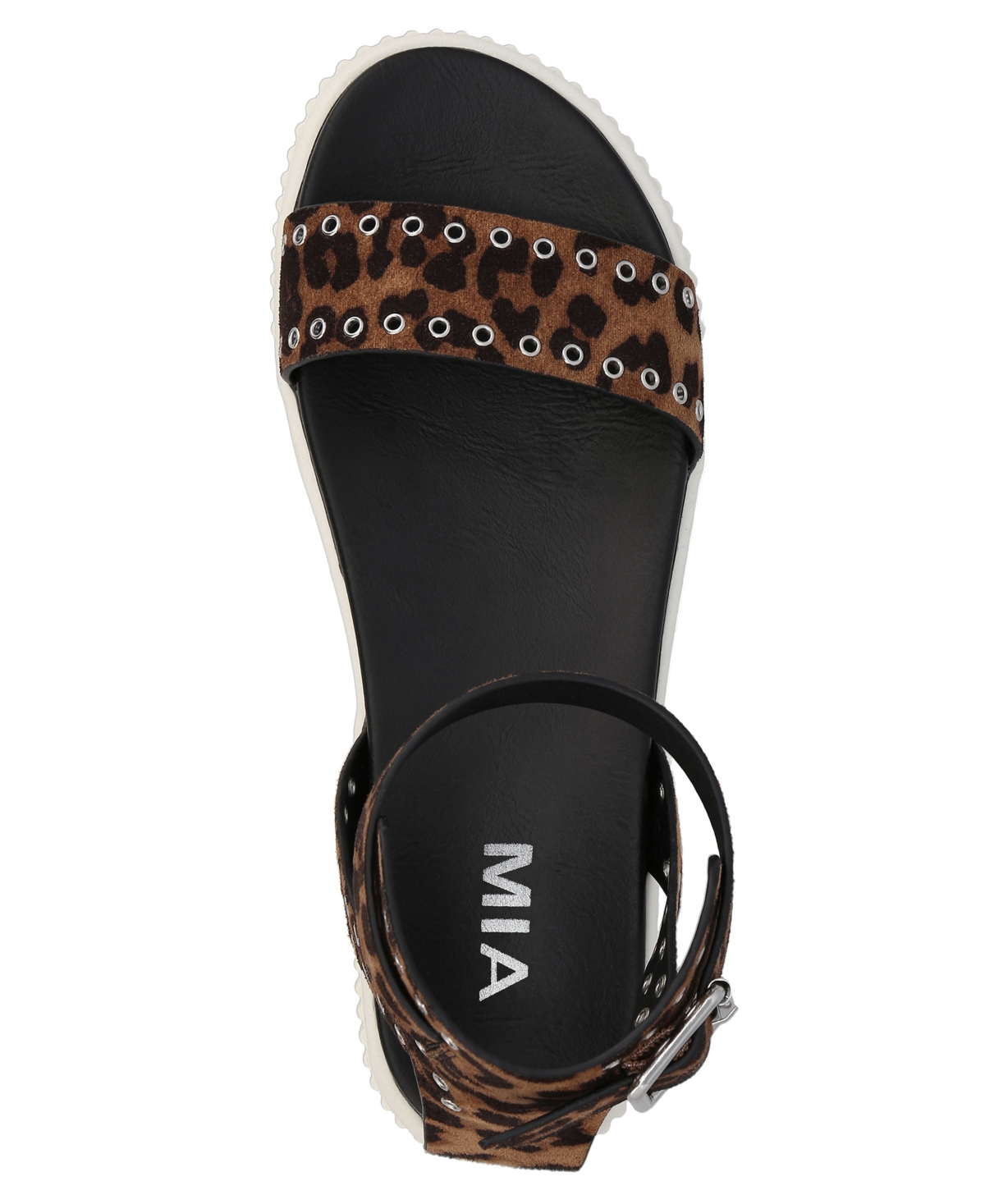 Shop Mia Women's Evelin Grommeted Platform Round Toe Sandals In Leopard