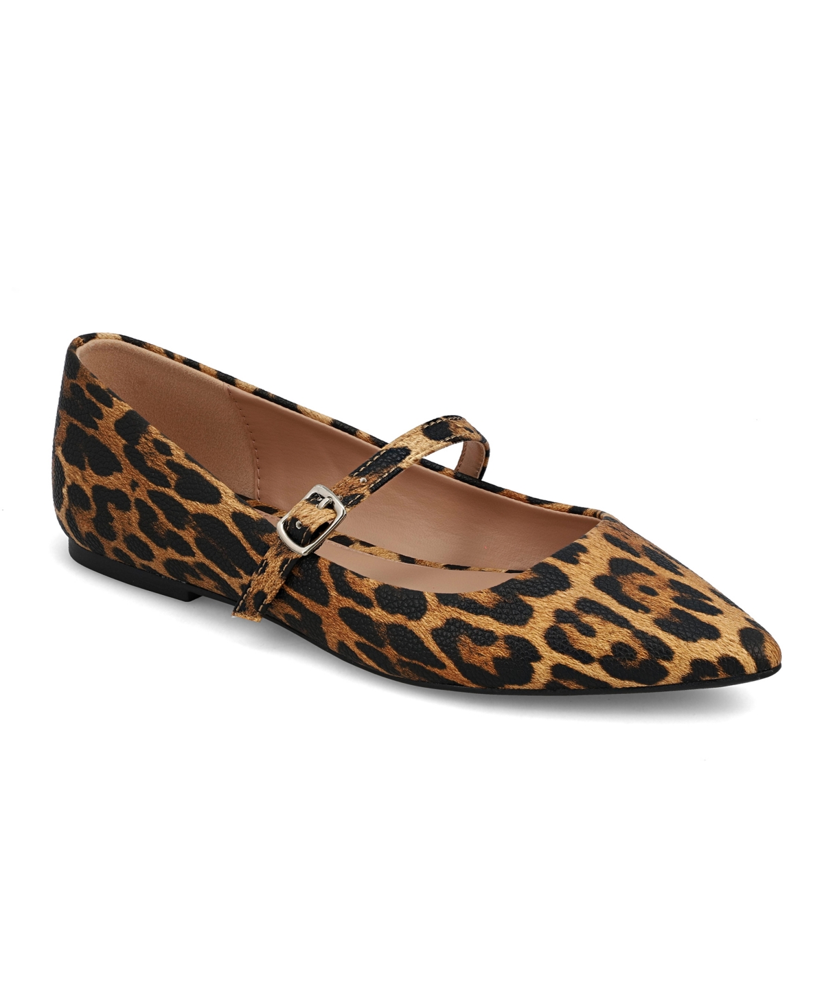 Mia Aviba Mary Jane Pointed Toe Flat In Leopard