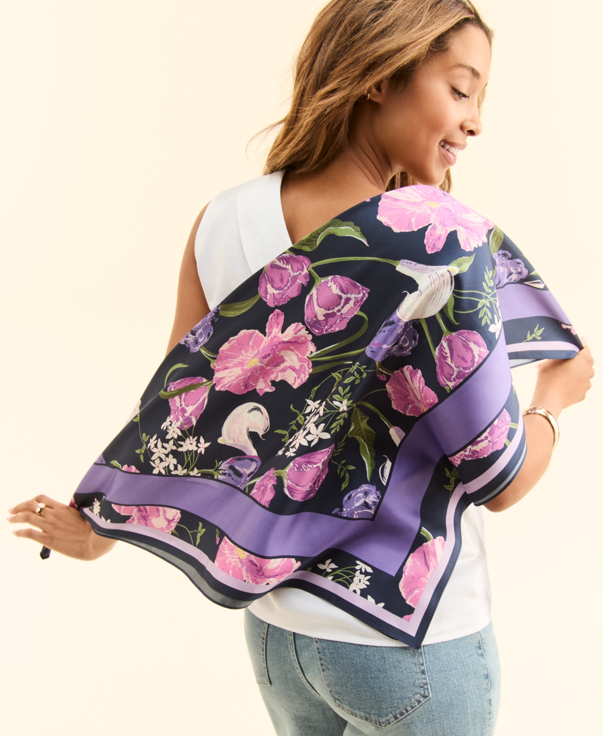 MACY'S FLOWER SHOW SQUARE SILK SCARF, EXCLUSIVELY AT MACY'S 