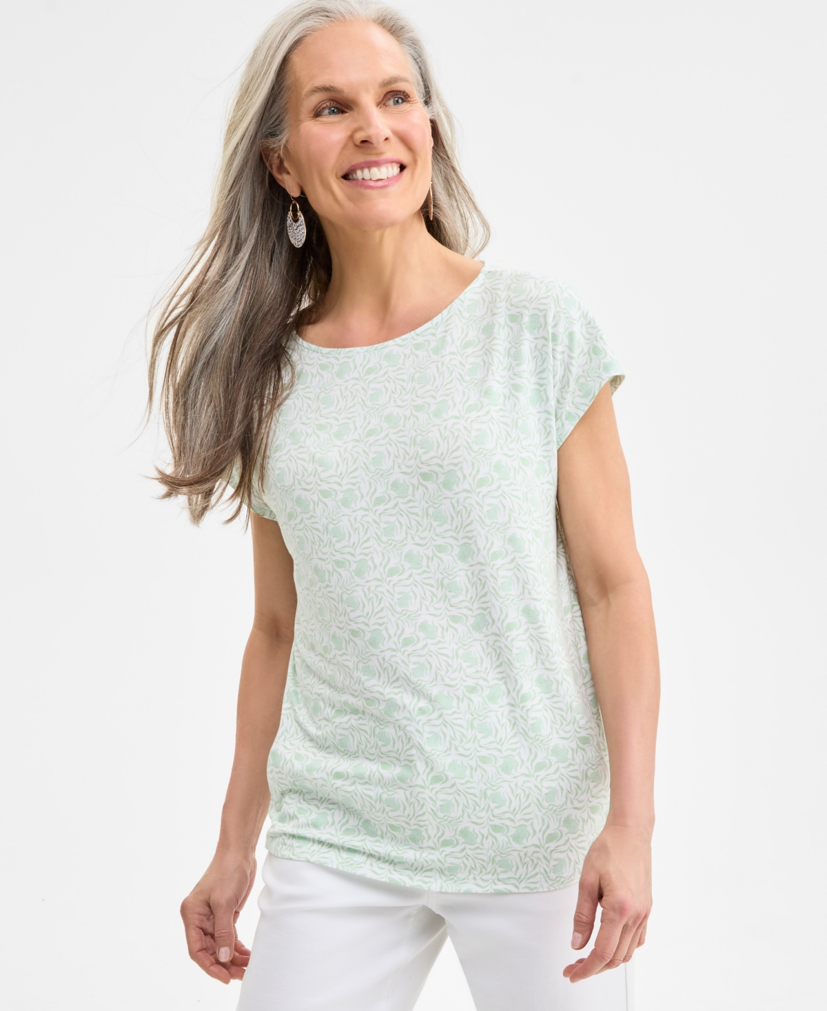 Style & Co Petite Printed Relaxed T-shirt, Exclusively At Macy's