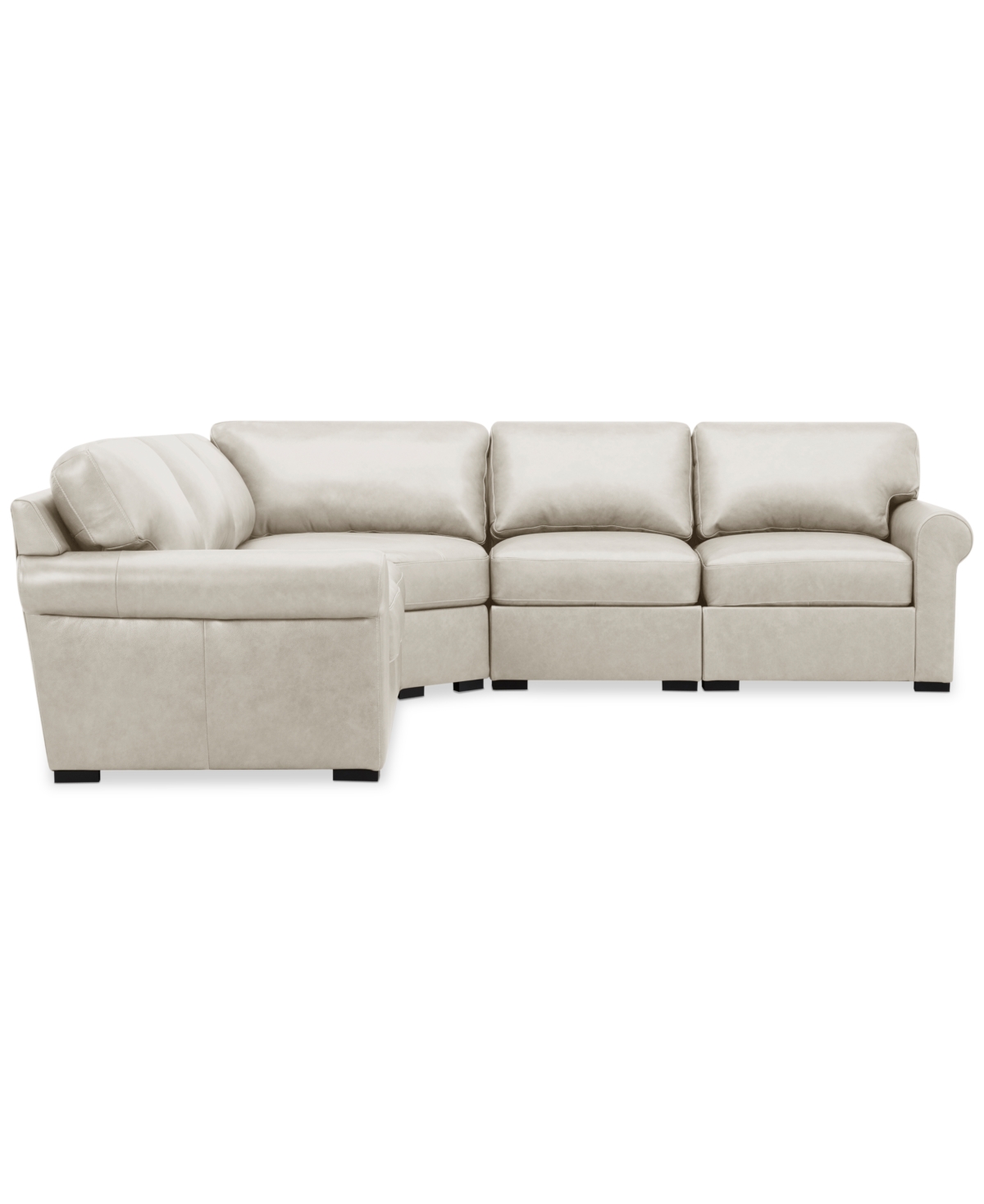 Macy's Radley Roll Arm 117" 4-pc. Leather Wedge Corner L Sectional, Exclusively At