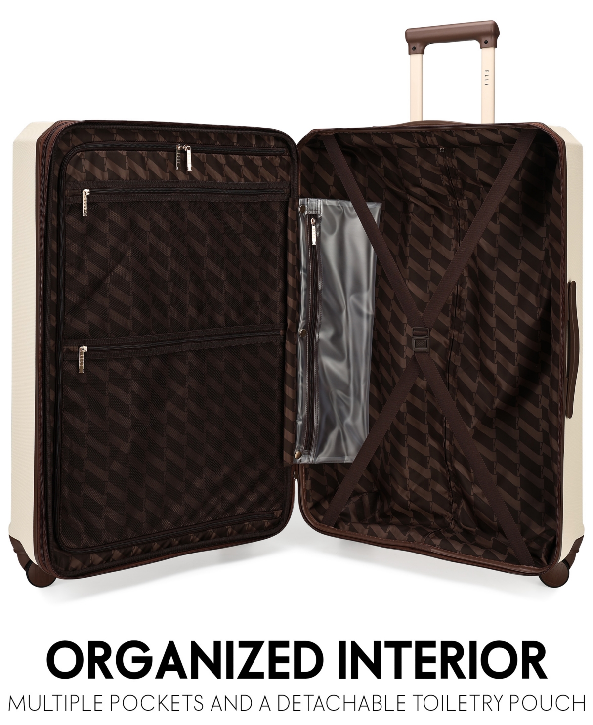 Elle Luxe Journey 3-piece Expandable Retro Spinner Luggage Set In Champagne